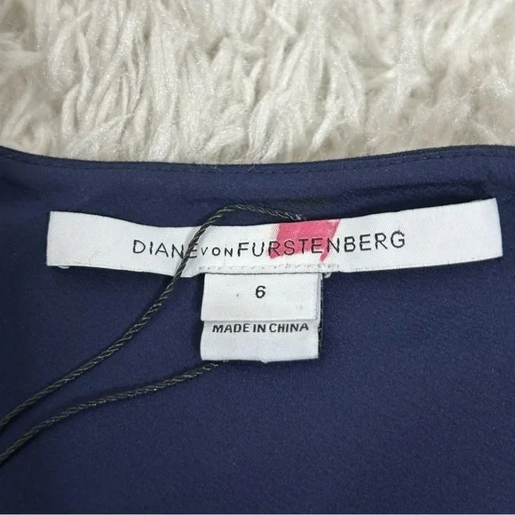 Diane Von Furstenberg Navy Blue Ruched Cap Sleeve Cocktail Dress - Picture 10 of 16